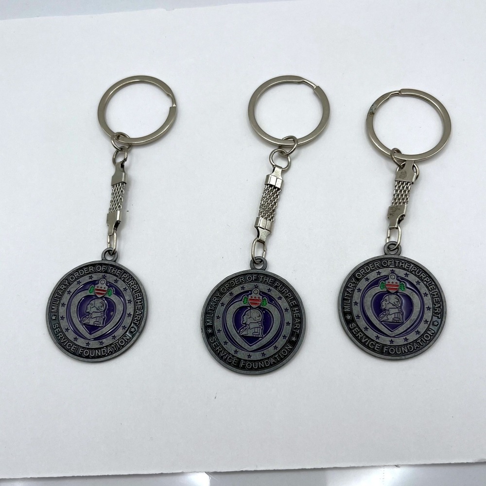 Vintage Lot of 3 Military Order‎ of the Purple Heart Service Foundation Keychain